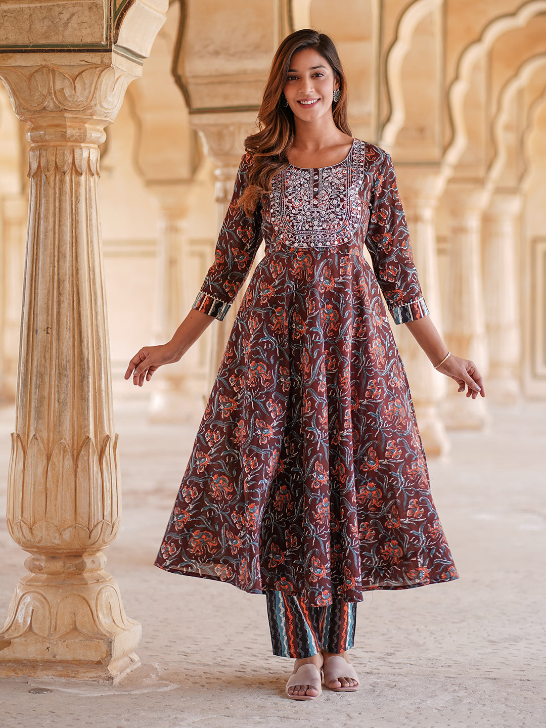 Women's Brown Cotton Kurta