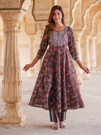 Women's Brown Cotton Kurta