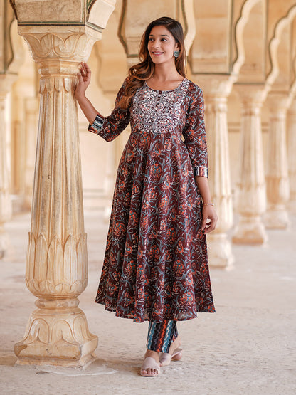 Women's Brown Cotton Kurta