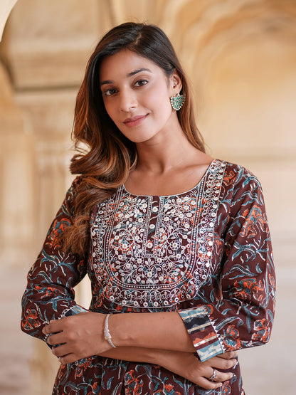 Women's Brown Cotton Kurta