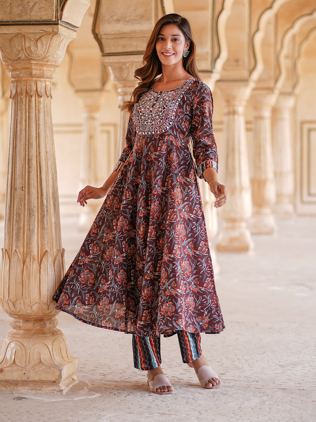 Women's Brown Cotton Kurta