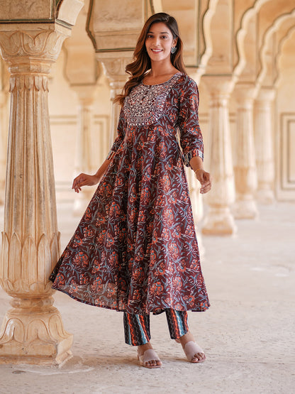 Women's Brown Cotton Kurta
