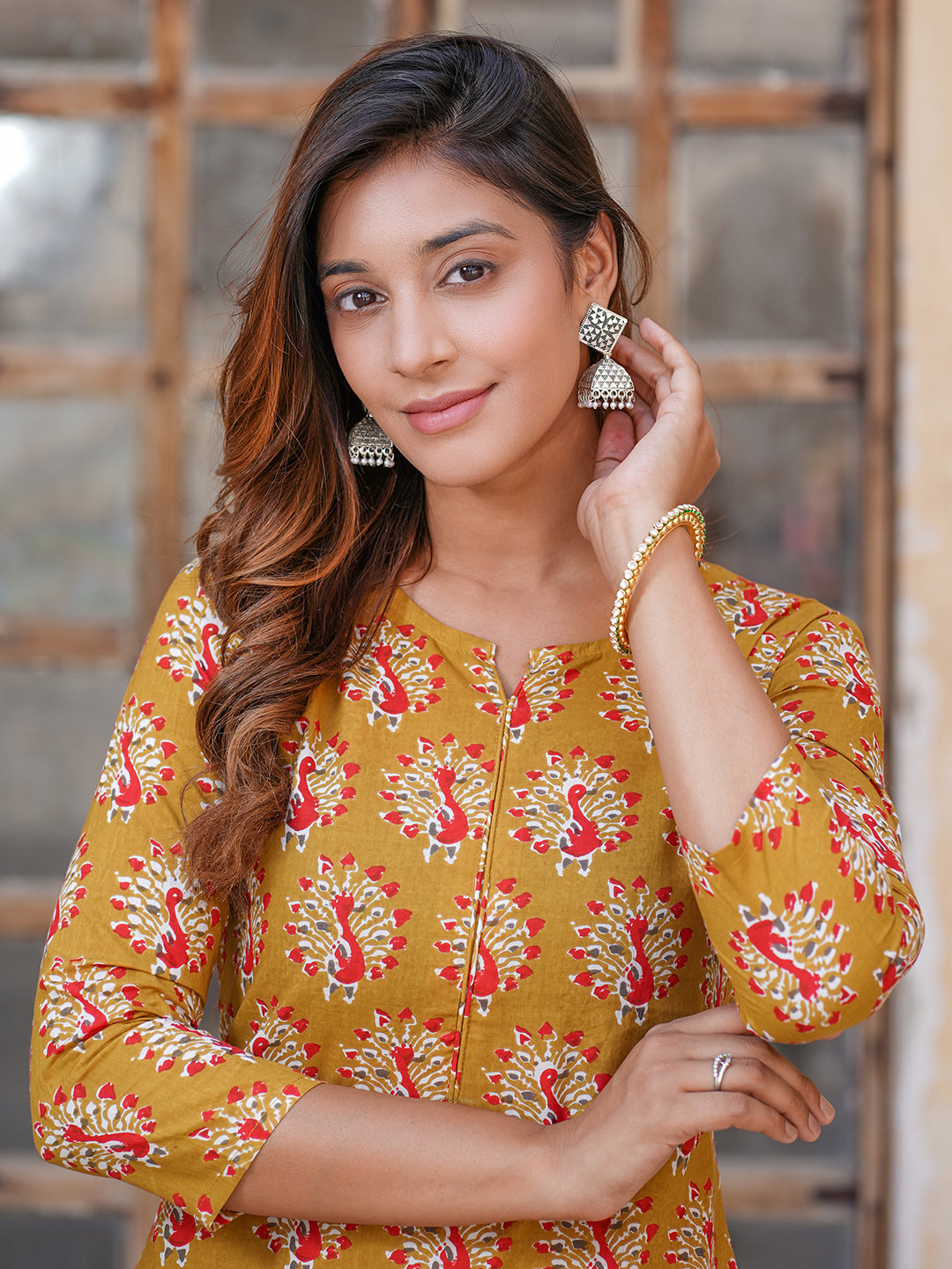 Women's Mustard Cotton Kurta