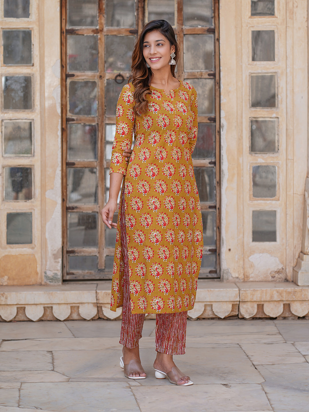 Women's Mustard Cotton Kurta