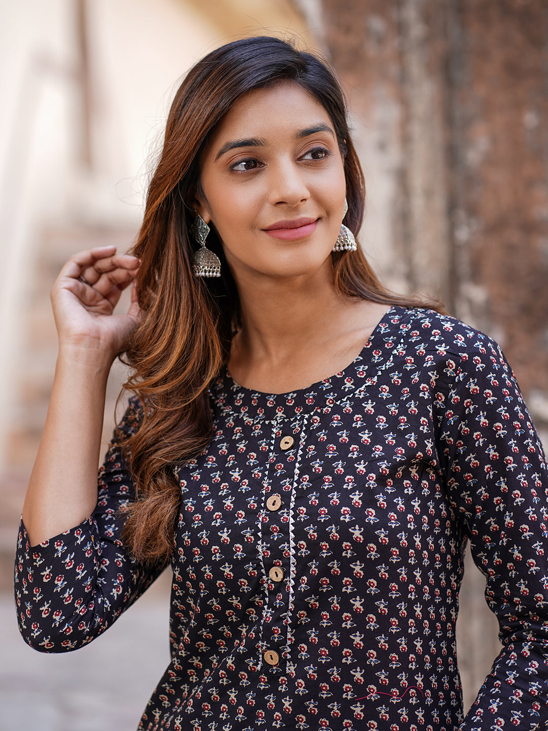 Women's Black Cotton Kurta
