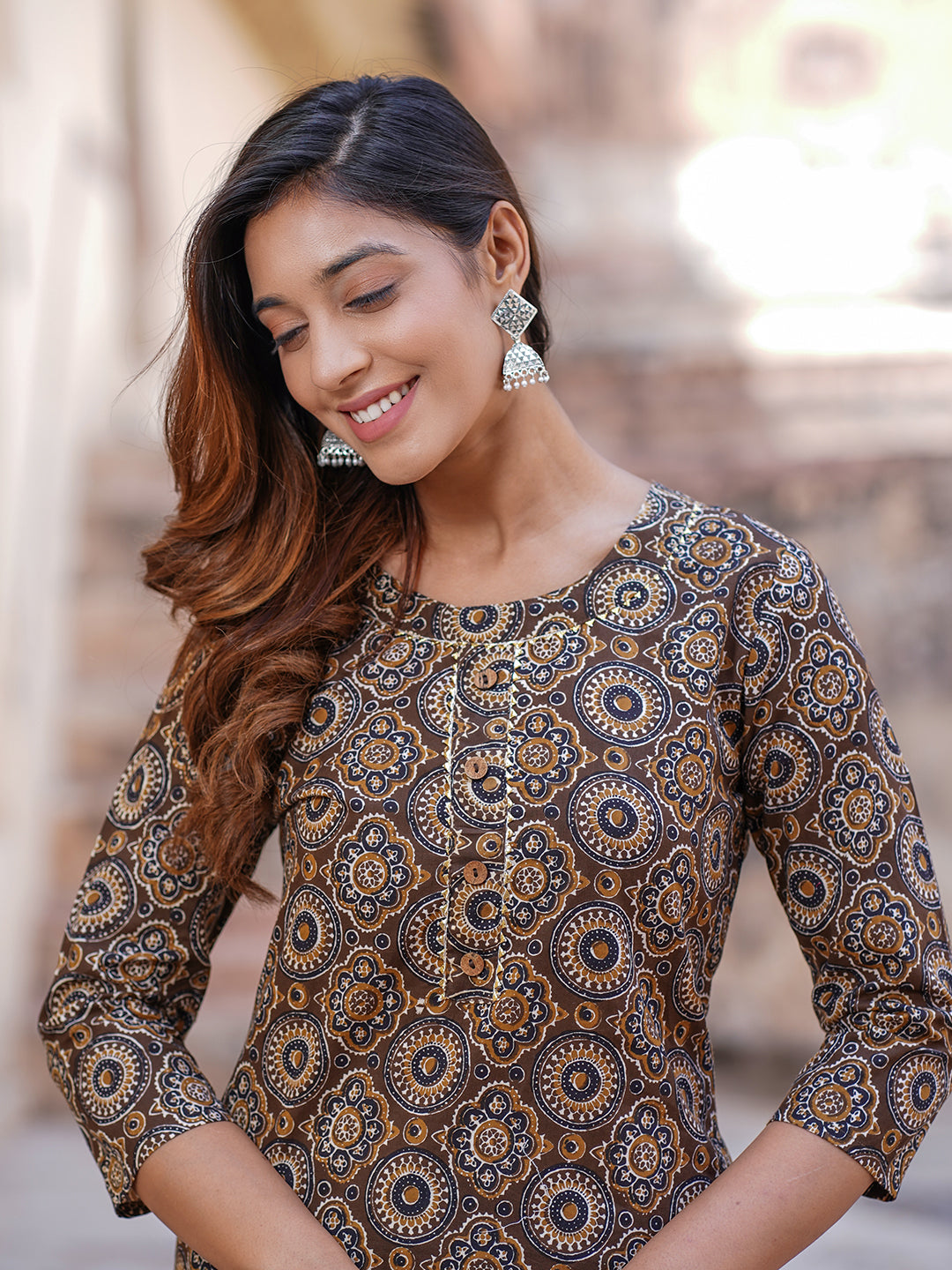 Women's Brown Cotton Kurta