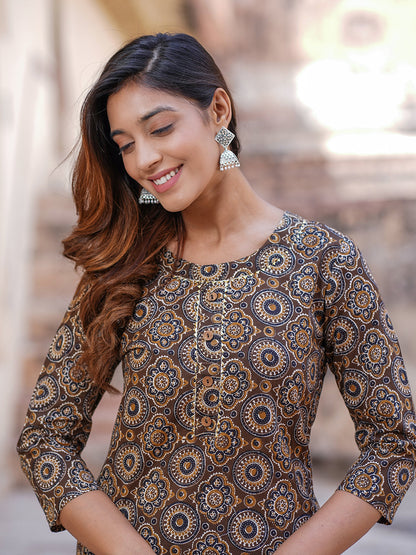 Women's Brown Cotton Kurta