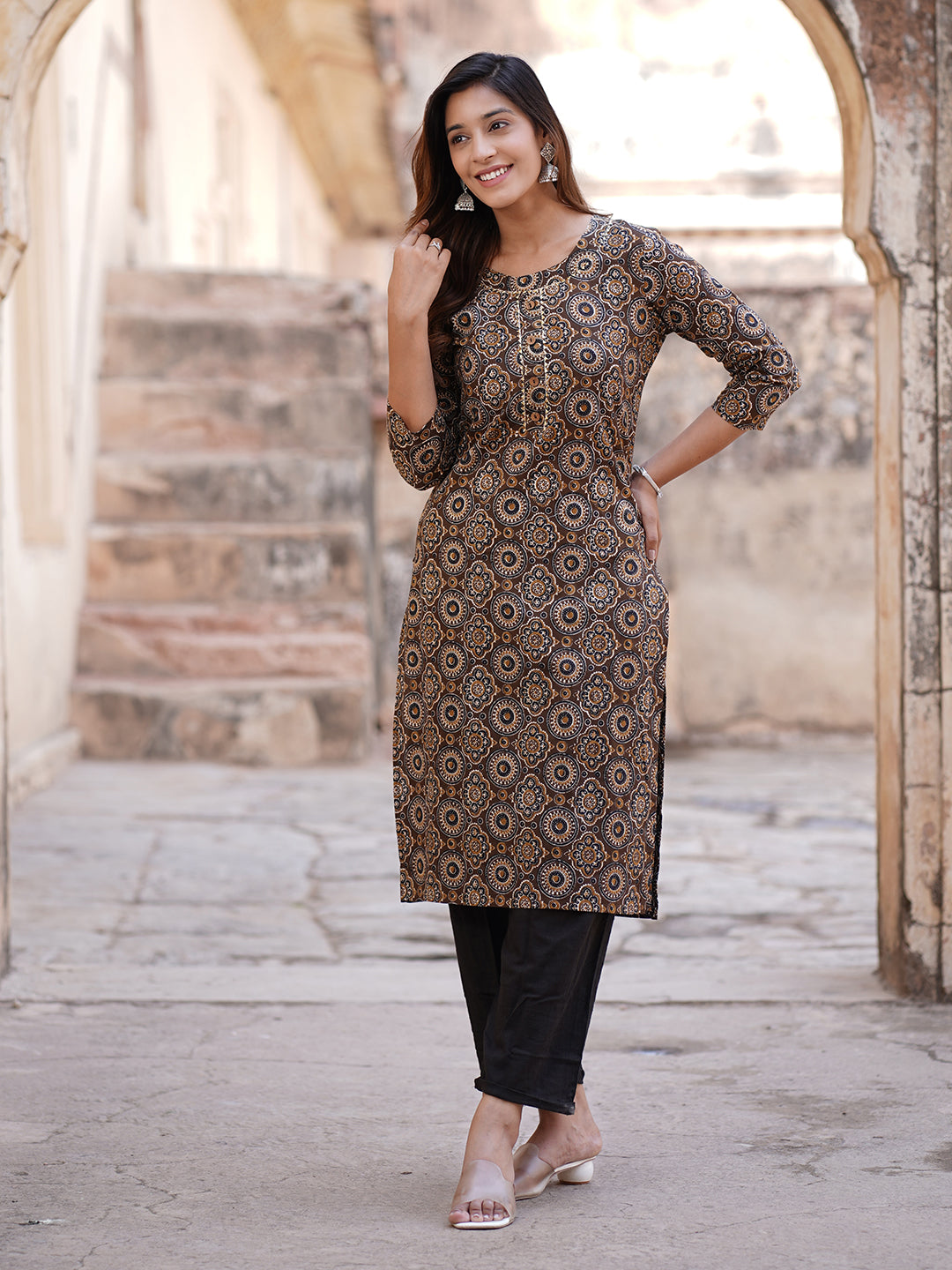 Women's Brown Cotton Kurta