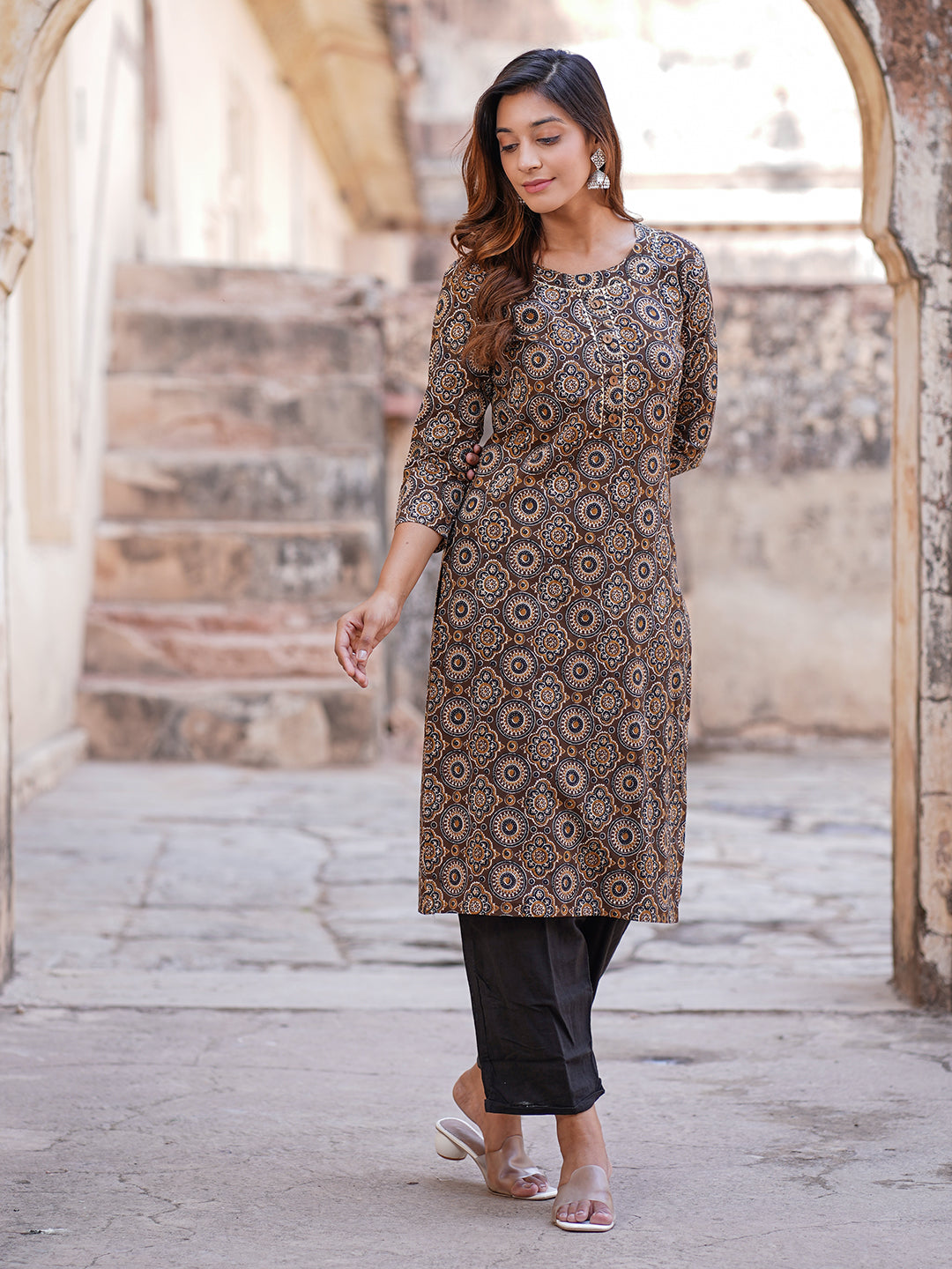 Women's Brown Cotton Kurta