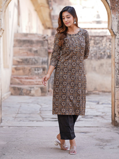 Women's Brown Cotton Kurta