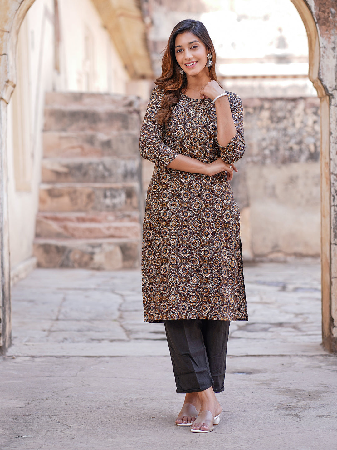 Women's Brown Cotton Kurta