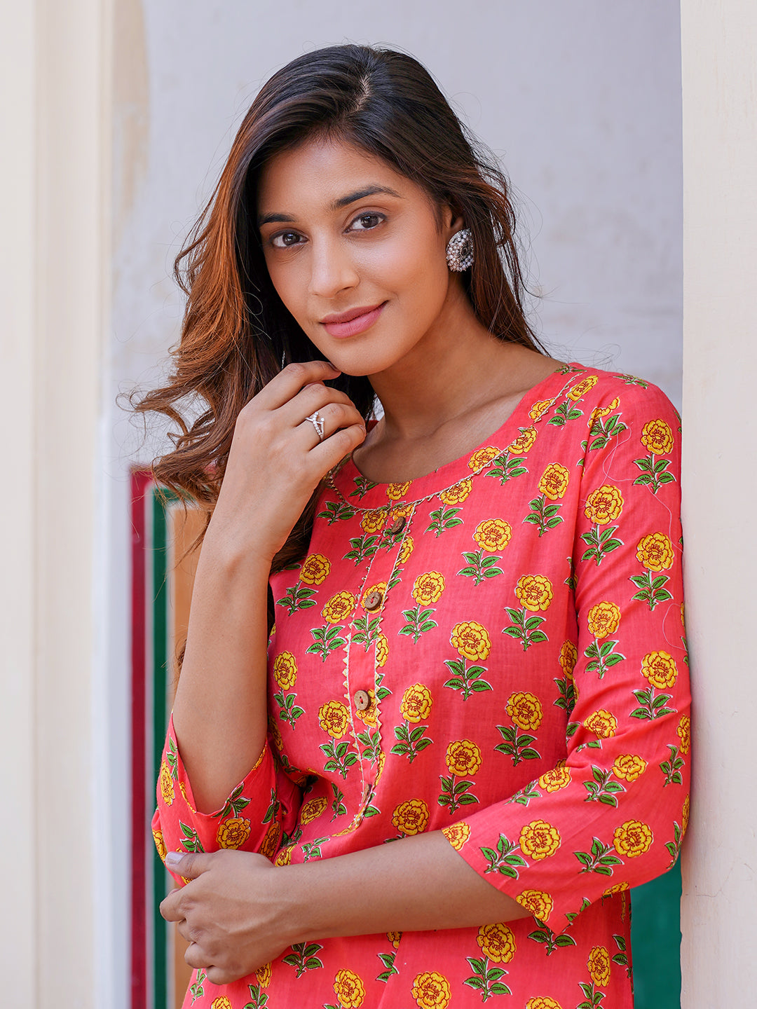 Women's Pink Cotton Kurta