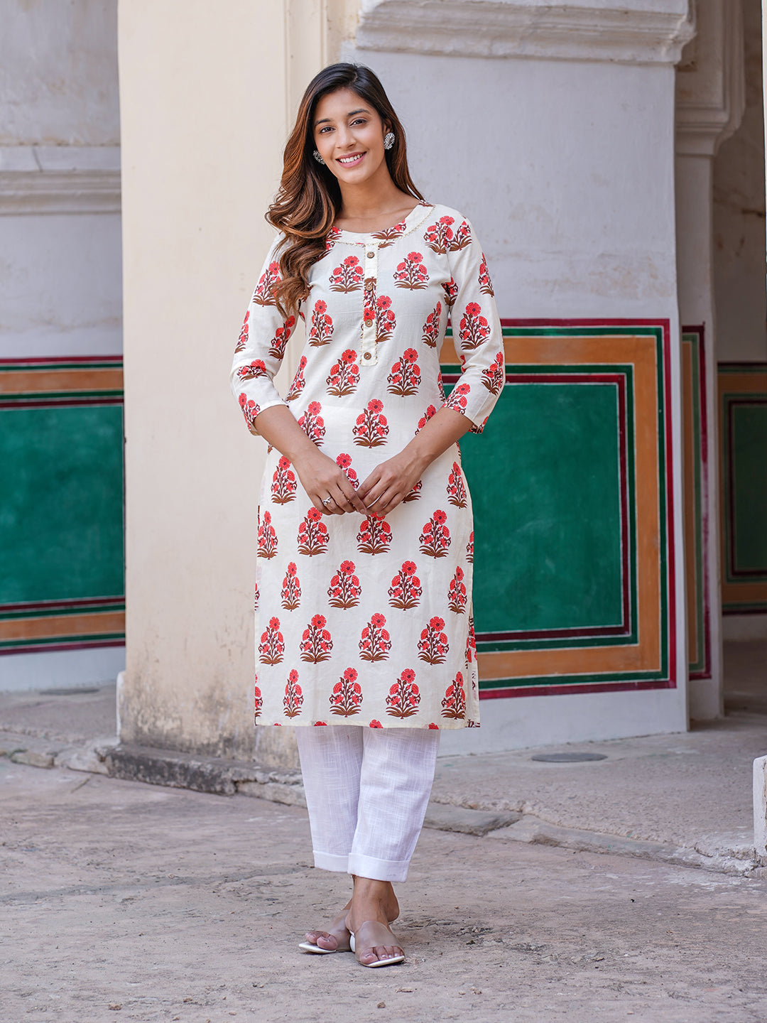 Women's White Cotton Kurta