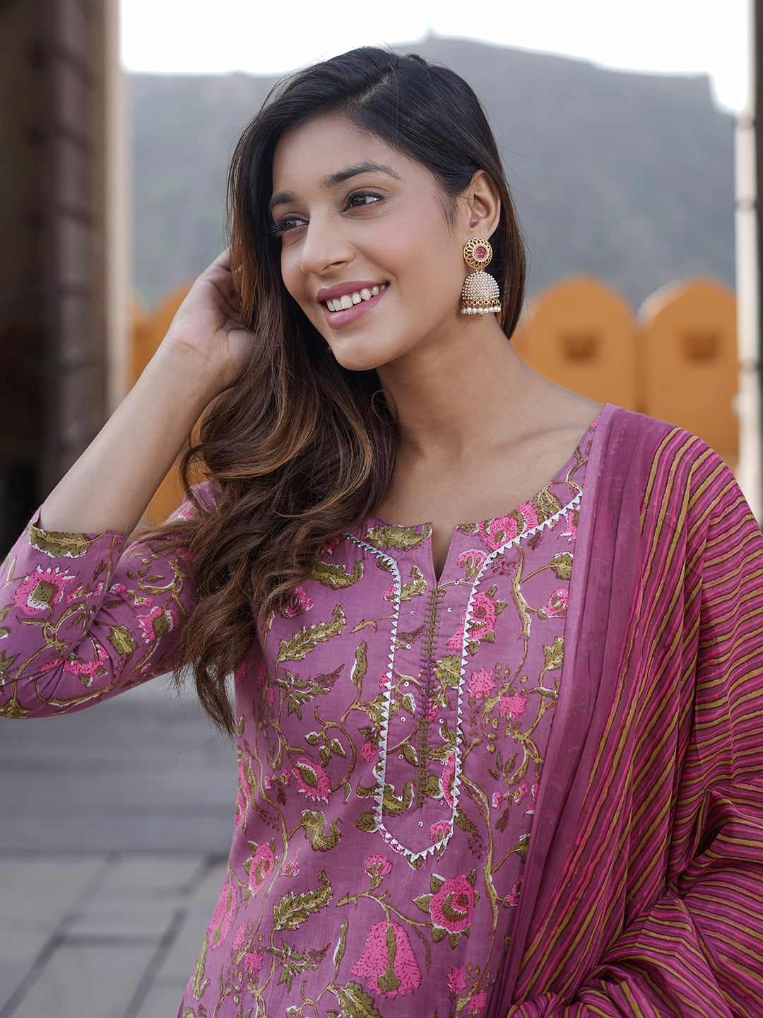 Women's Mauve Cotton Kurta