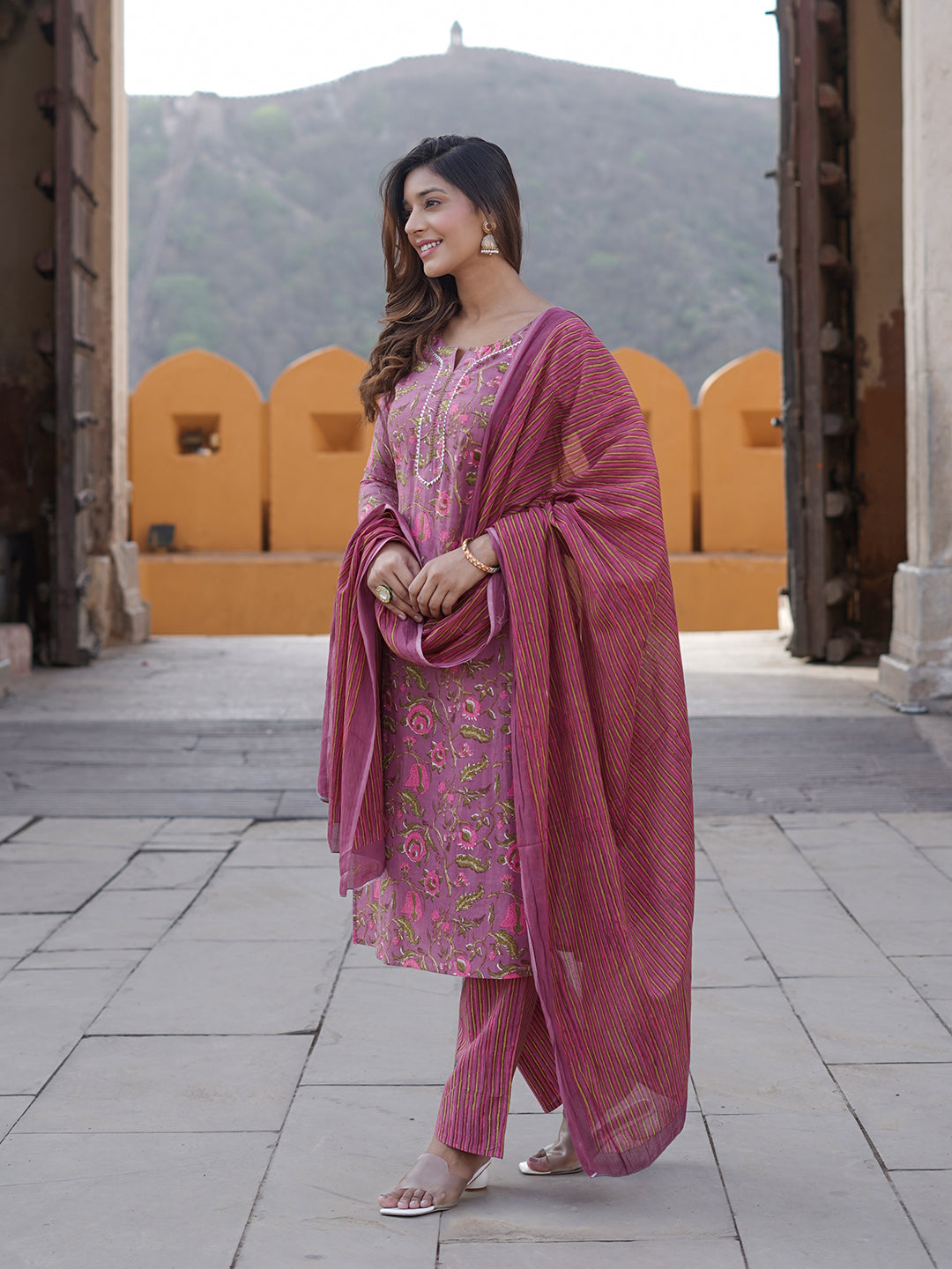 Women's Mauve Cotton Kurta