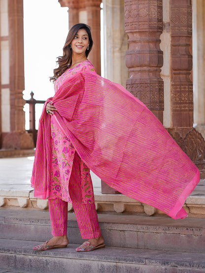 Women's Pink Cotton Kurta
