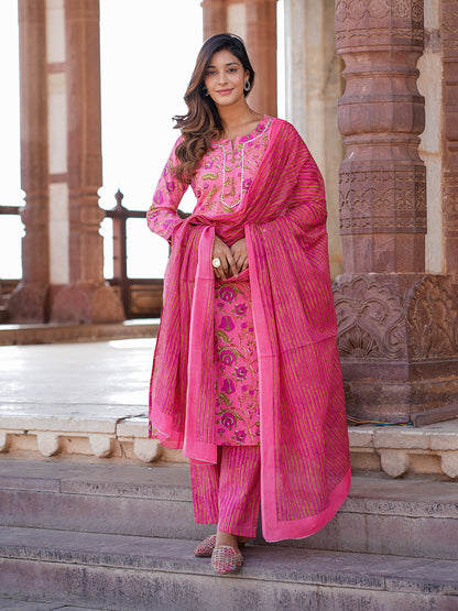 Women's Pink Cotton Kurta