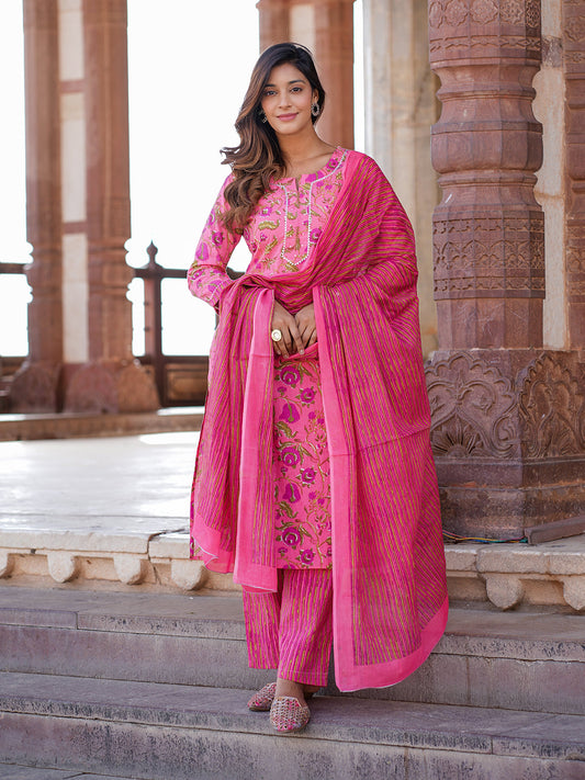 Women's Pink Cotton Kurta
