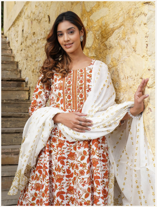 Women's Off White Cotton Kurta Set