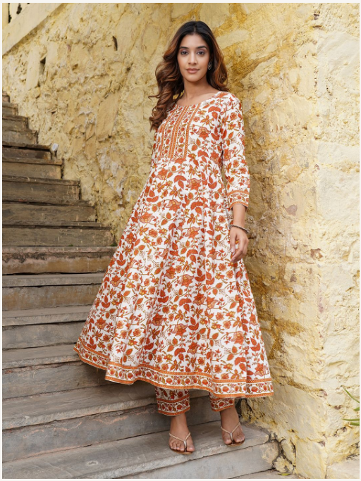Women's Off White Cotton Kurta Set