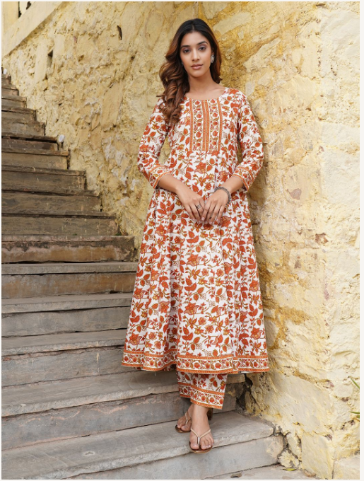 Women's Off White Cotton Kurta Set