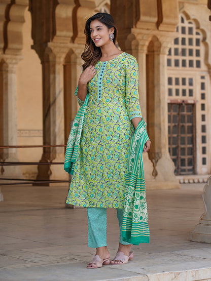 Women's Green Cotton Kurta
