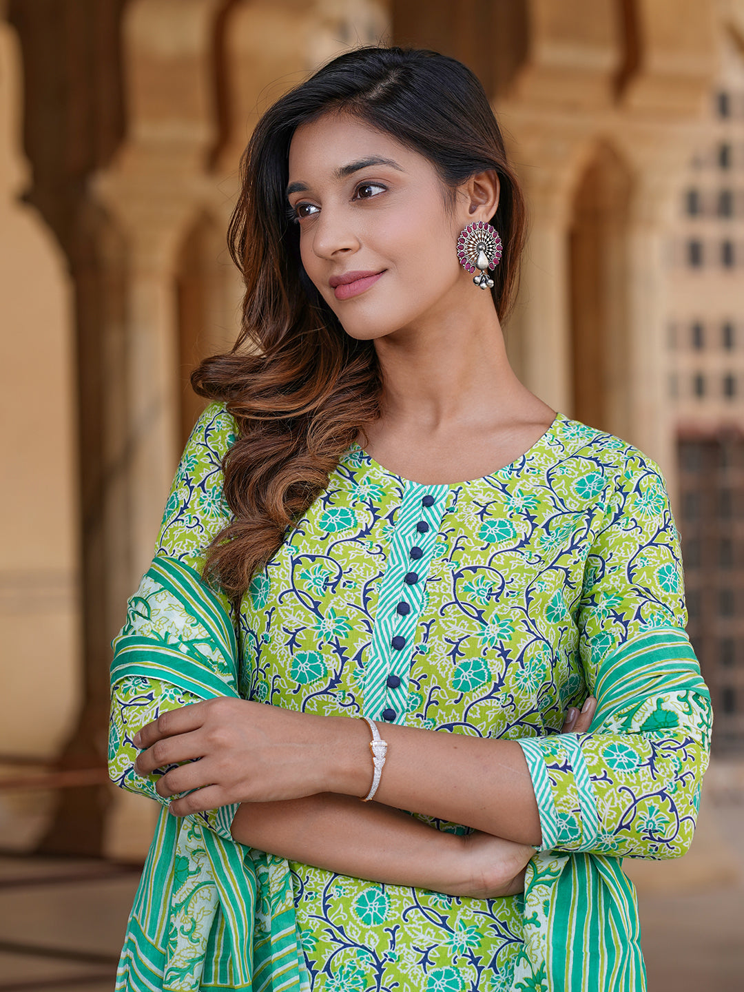 Women's Green Cotton Kurta
