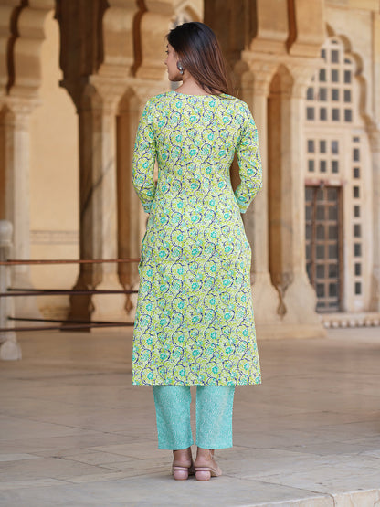 Women's Green Cotton Kurta