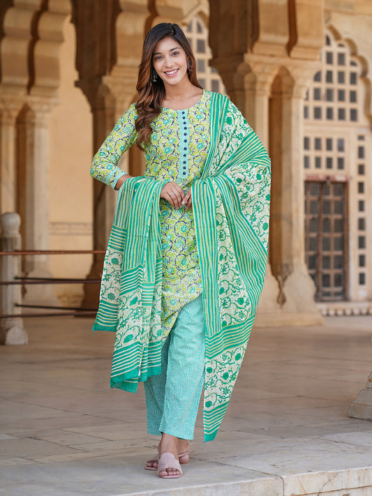Women's Green Cotton Kurta