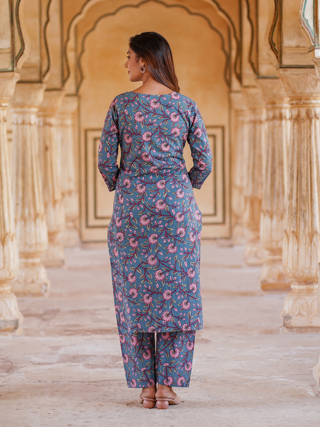 Women's Blue Cotton Kurta