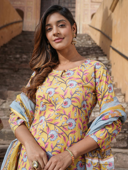 Women's Yellow Cotton Kurta
