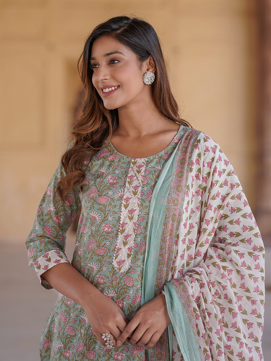 Women's Green Cotton Kurta