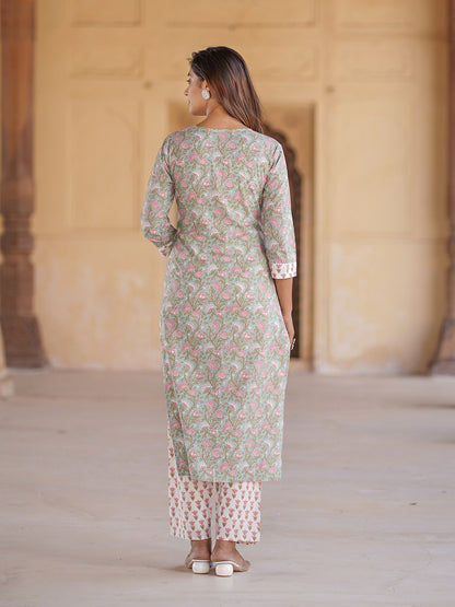Women's Green Cotton Kurta