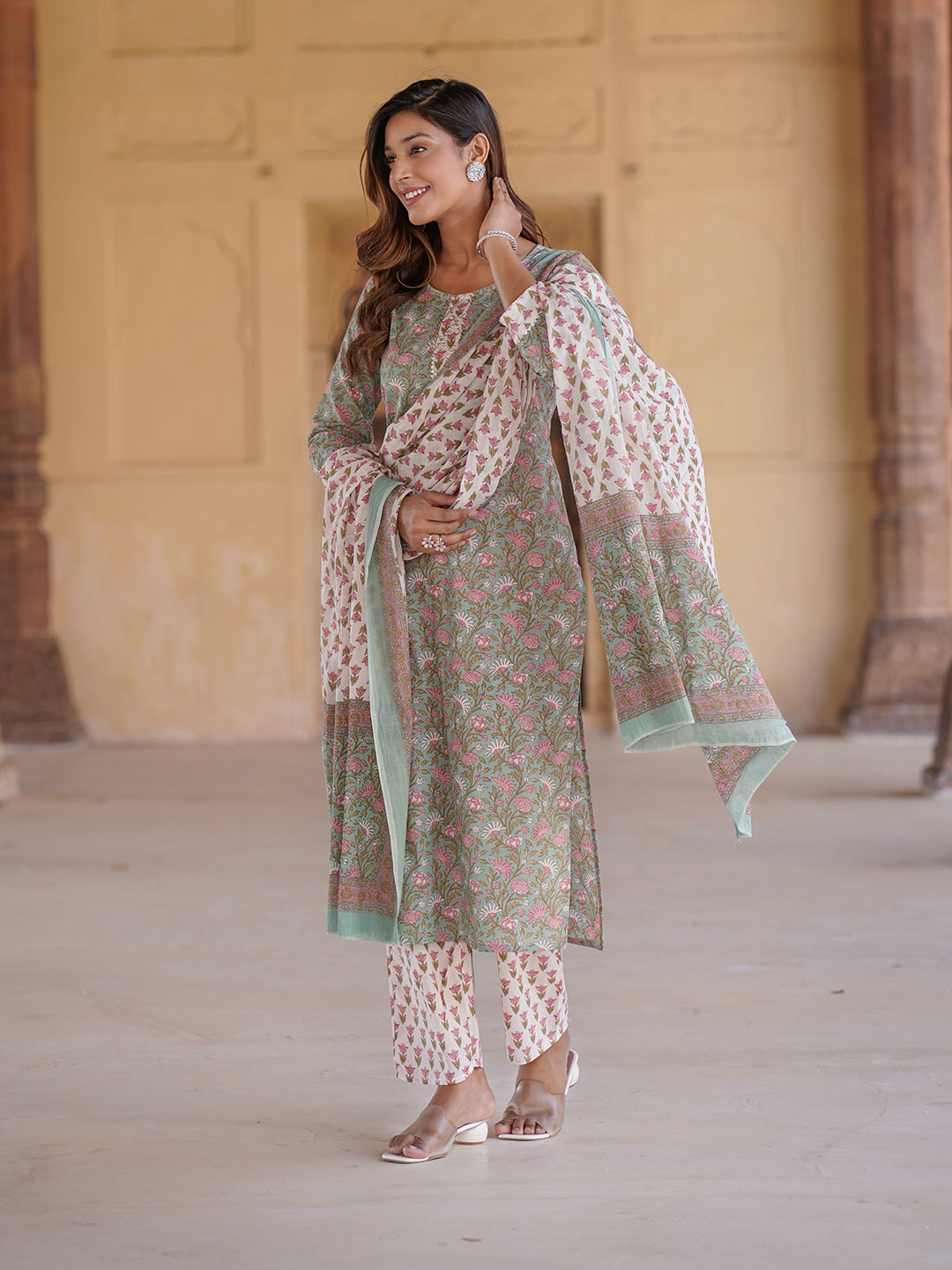 Women's Green Cotton Kurta