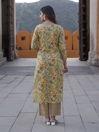 Women's Yellow Cotton Kurta