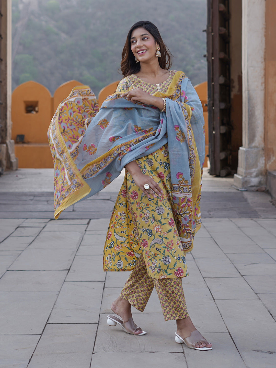 Women's Yellow Cotton Kurta