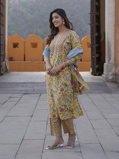 Women's Yellow Cotton Kurta
