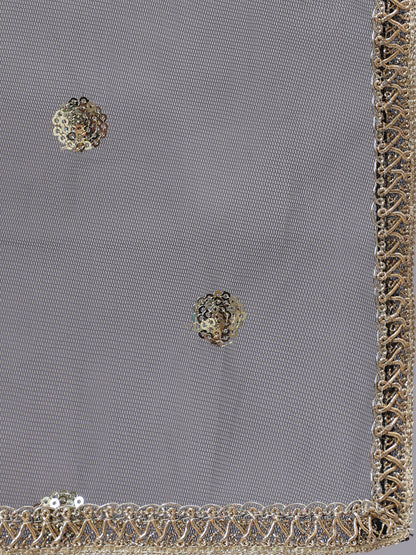 Women's Black Embroidered Straight Kurta With Palazzo And Net Dupatta