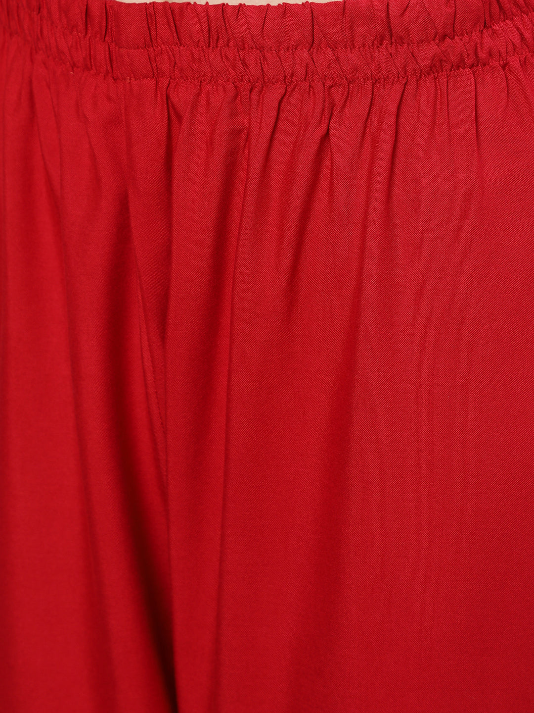 Women's Red Embroidered Straight Kurta With Palazzo And Net Dupatta