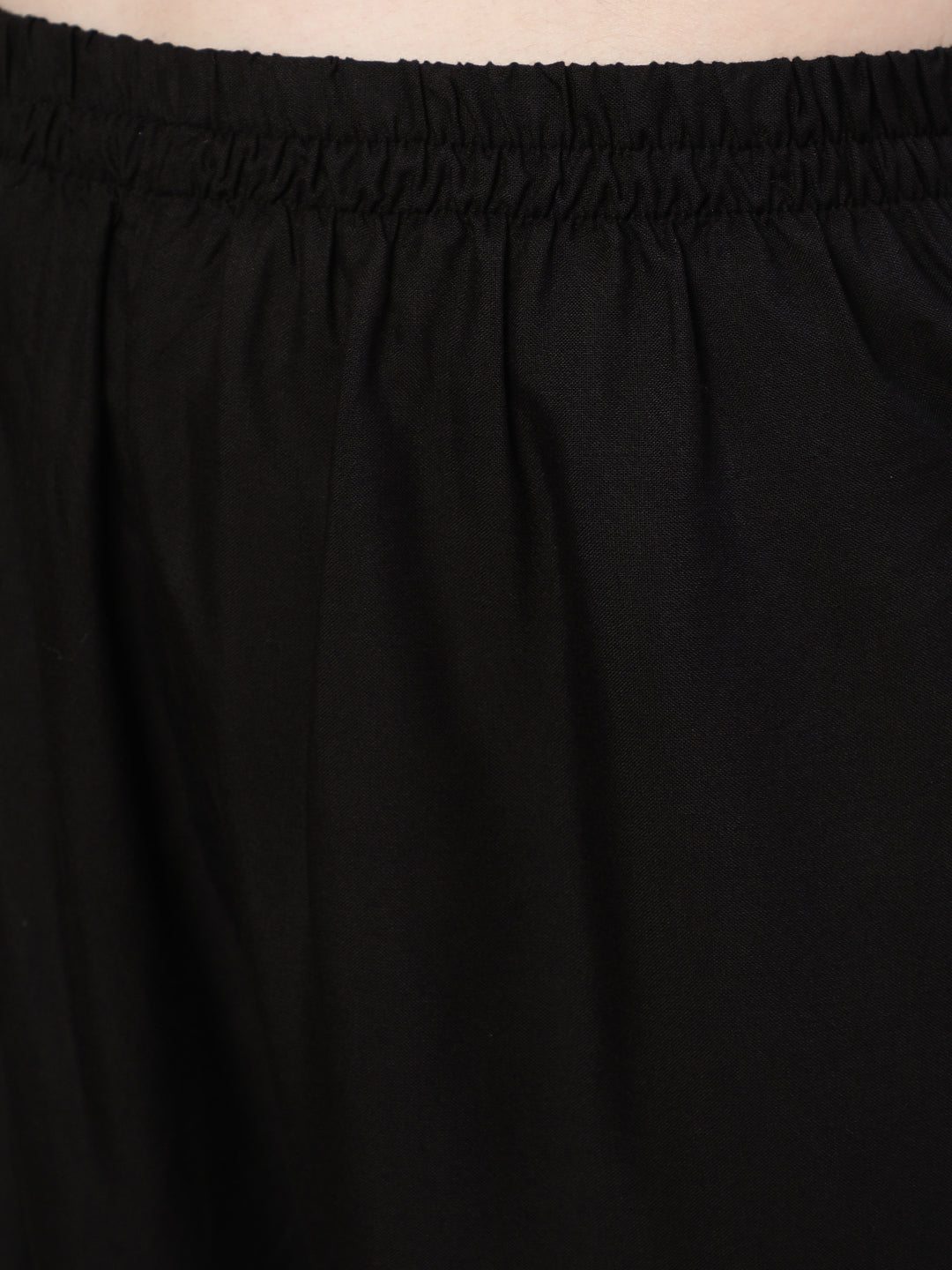 Women's Black Embroidered Straight Kurta With Palazzo And Net Dupatta