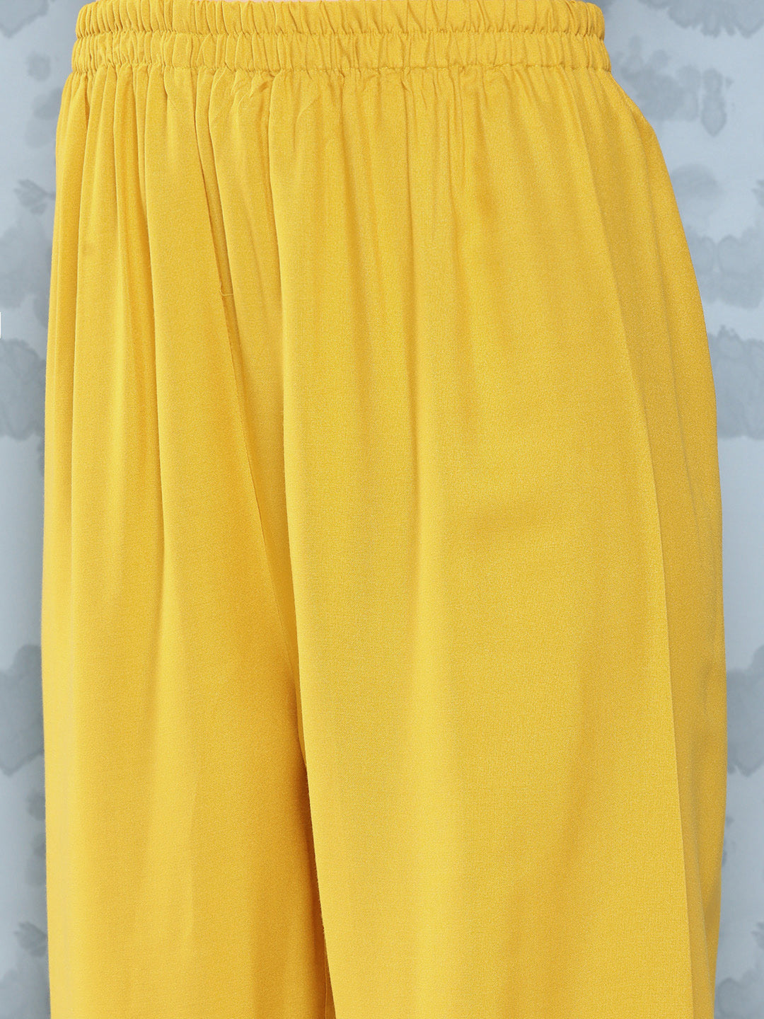 Women's Yellow Embroidered Straight Kurta With Palazzo And Net Dupatta