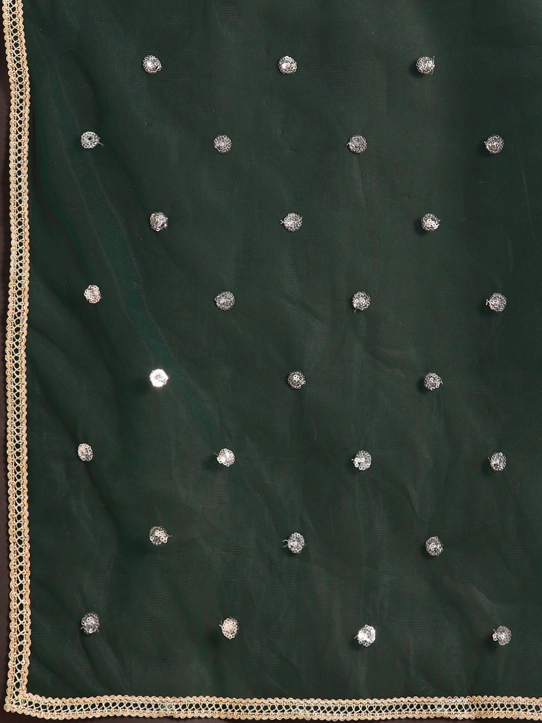 Women's Green Embroidered Straight Kurta With Palazzo And Net Dupatta