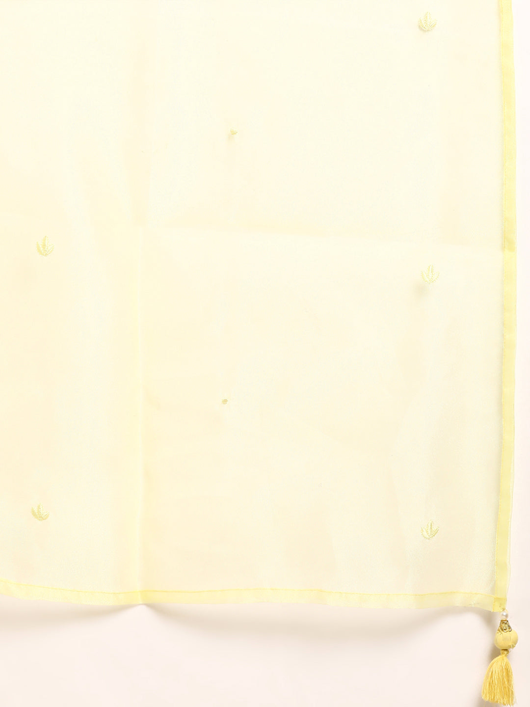Women's Yellow Lace Detailing Kurta With Trouser And Scalped Dupatta