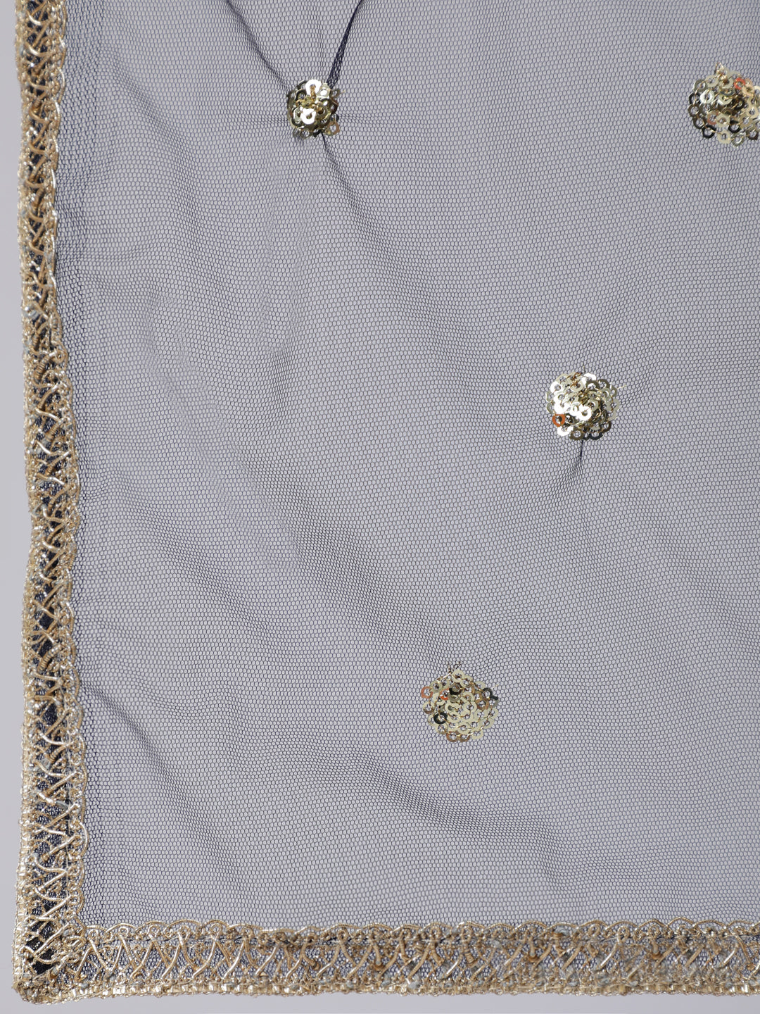 Women's Navy Blue Embroidered Flared Kurta With Trouser And Dupatta