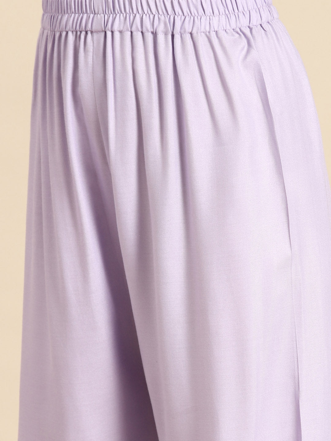 Women's Lavender Embroidered Straight Kurta With Palazzo & Dupatta