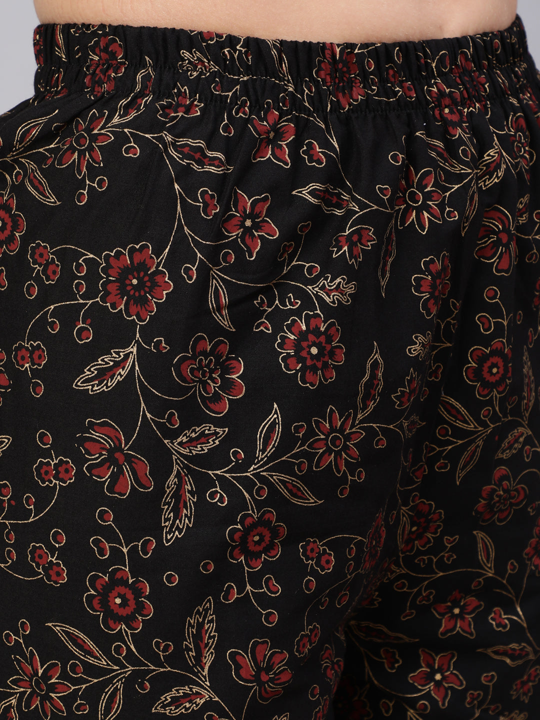 Women's Black Embroidered Flared Kurta With Trouser And Dupatta