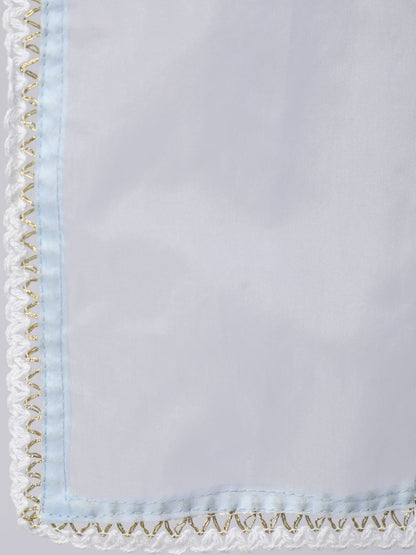 Women's Blue Embroidered Flared Kurta With Trouser And Dupatta