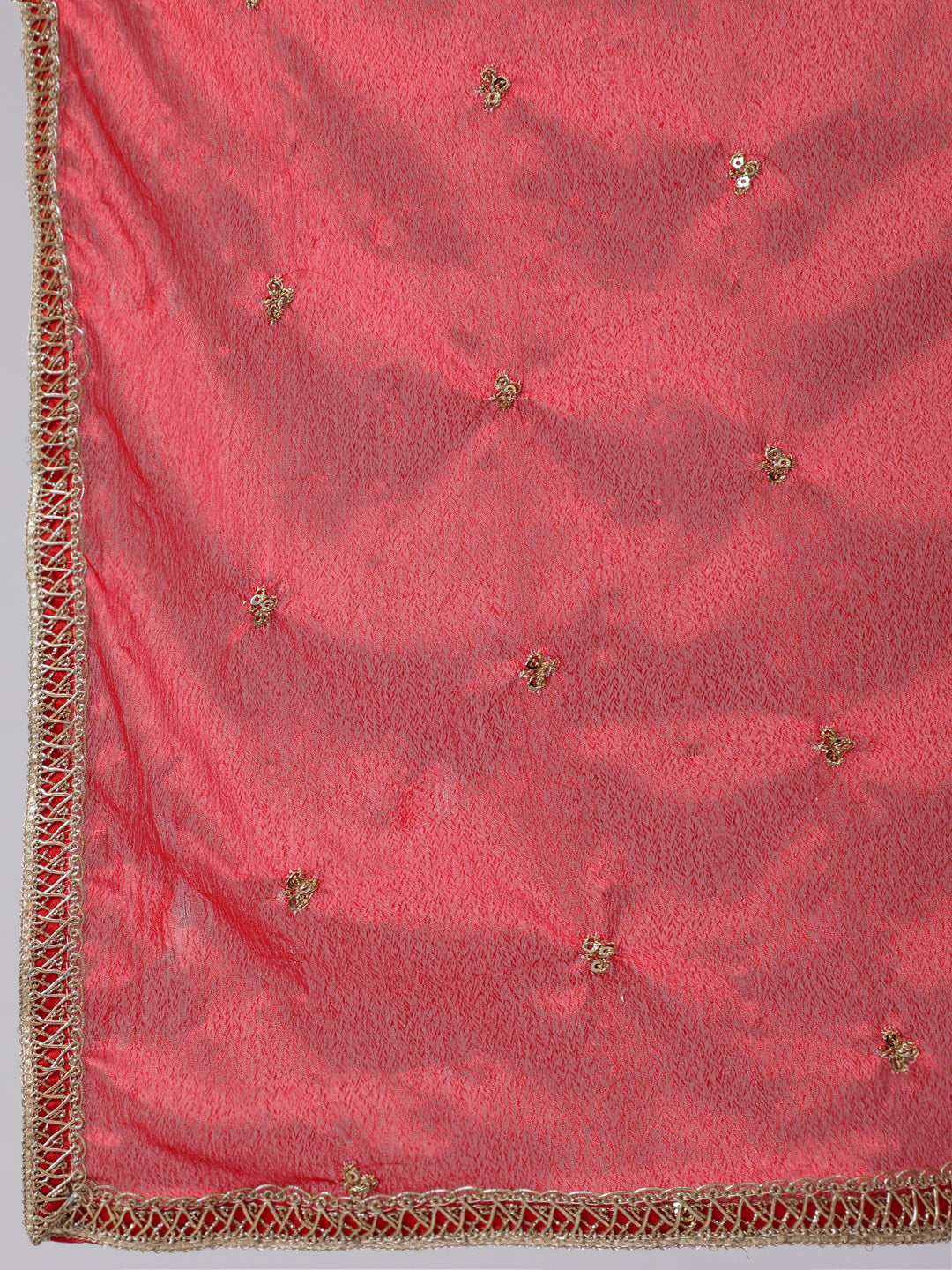 Women's Red Embroidered Straight Kurta With Trouser And Net Dupatta