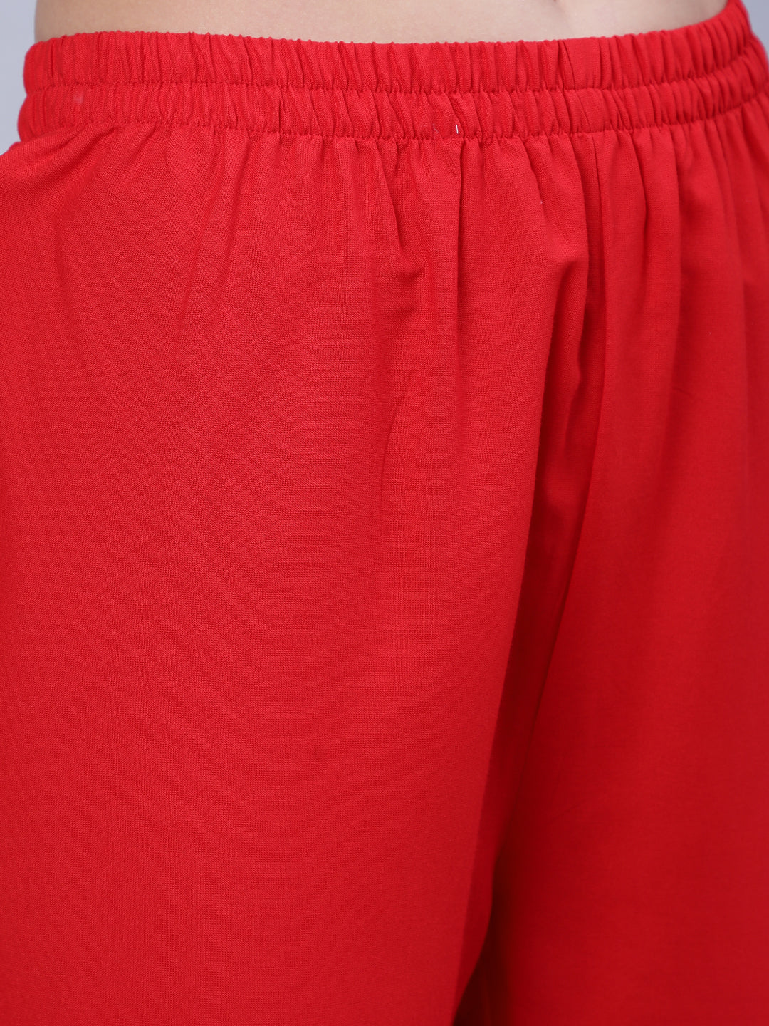 Women's Red Embroidered Straight Kurta With Trouser And Net Dupatta