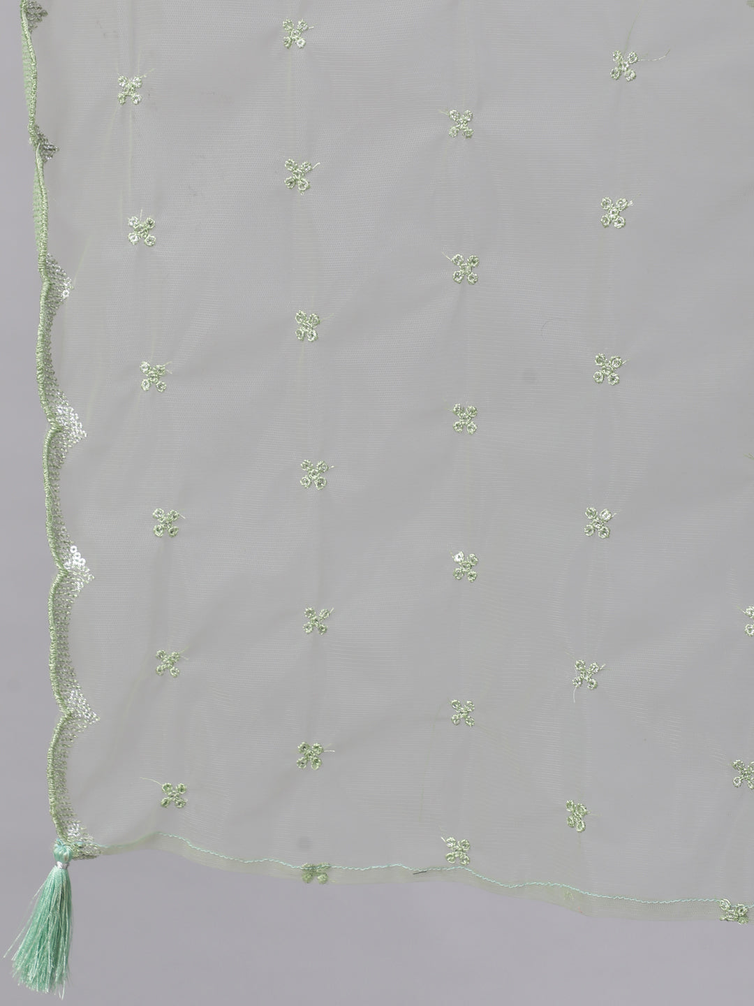 Women's Green Embroidered Straight Kurta With Palazzo And Dupatta